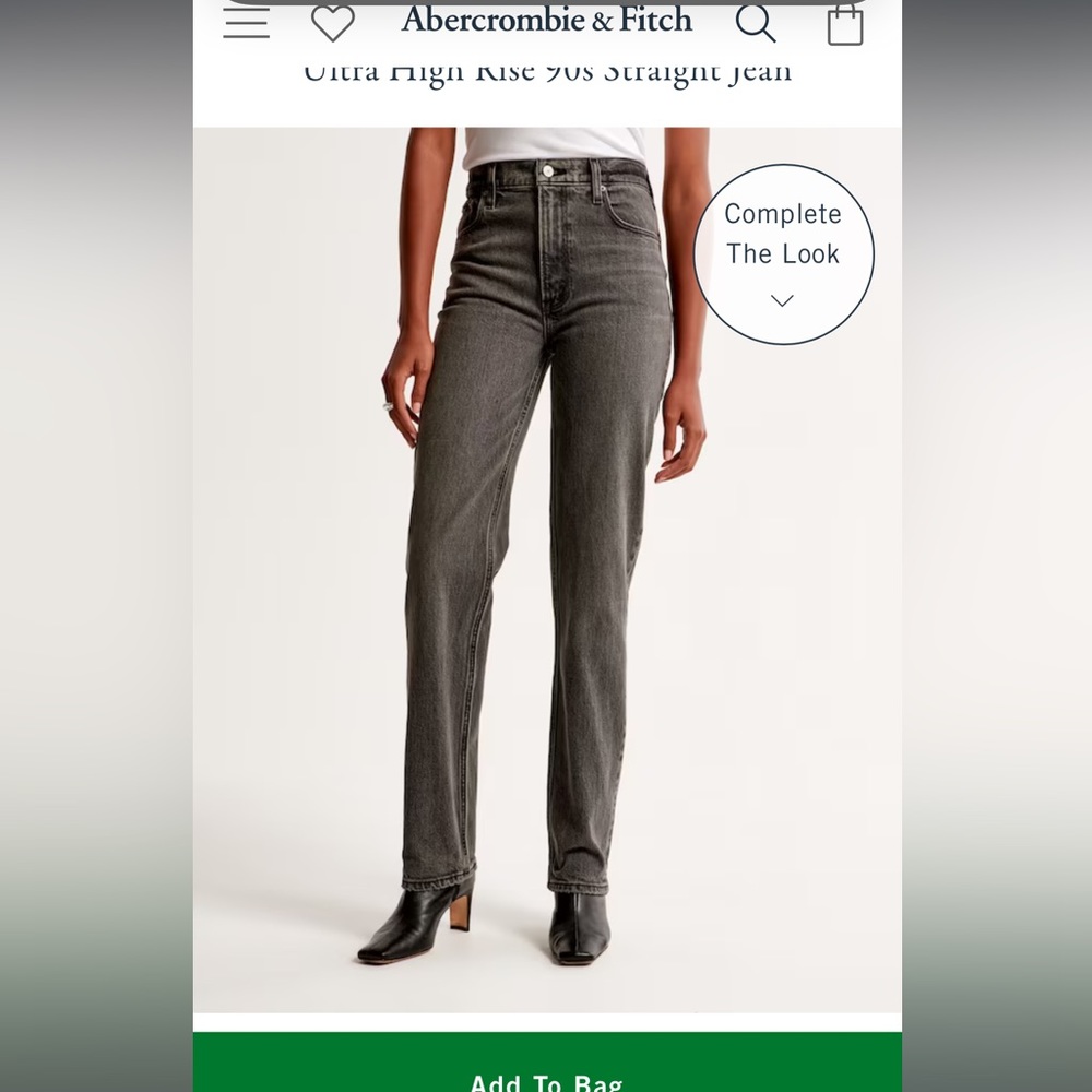 EUC, Abercrombie 90s ultra high rise straight leg jeans, 26 short, dark grey